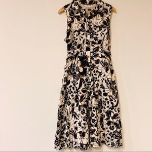 Vintage Abstract Print Button Shirt Dress